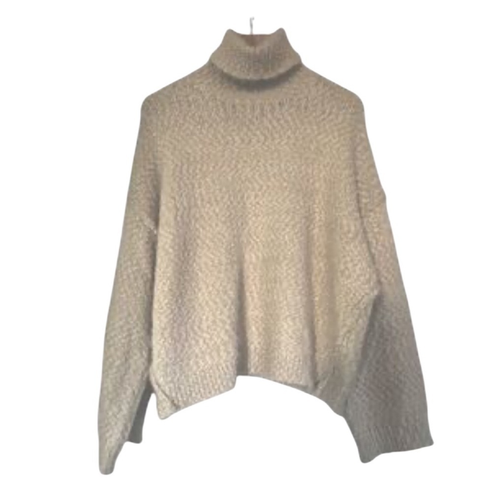 Topshop Beige Drop Shoulder Turtleneck Sweater View 4